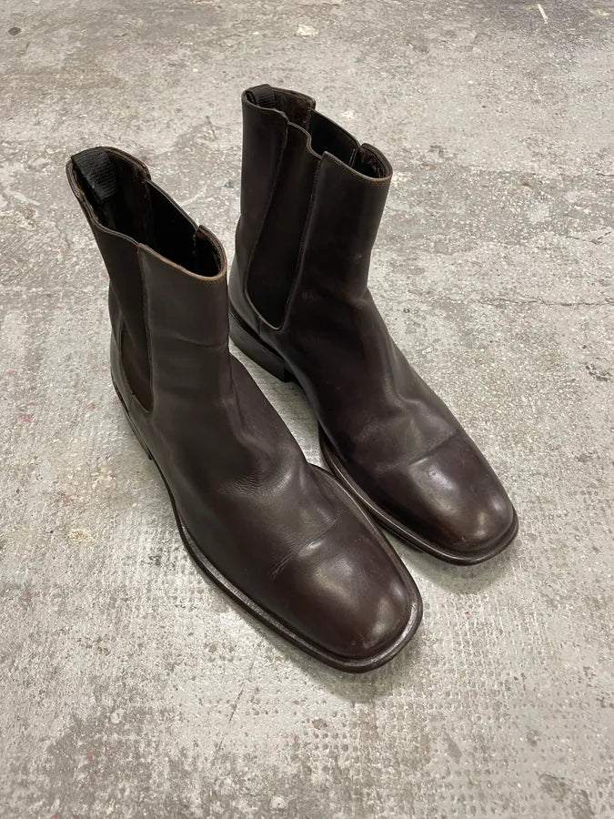 2000s Gucci Brown Leather Ankle Boots (44.5eu/us10.5) wqEHCOg 5