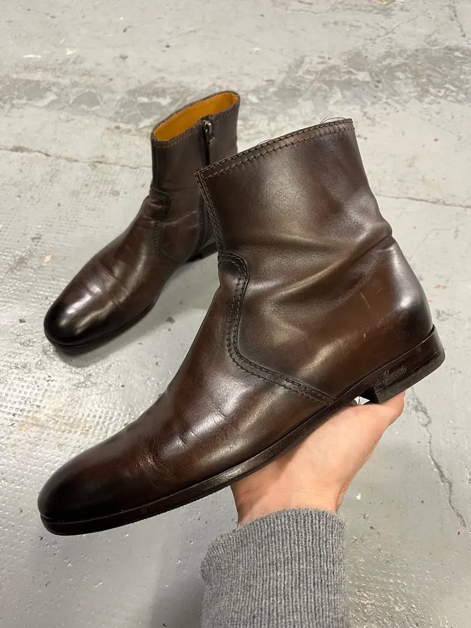 2000s Gucci Brown Leather Ankle Boots PhJIdAz 0