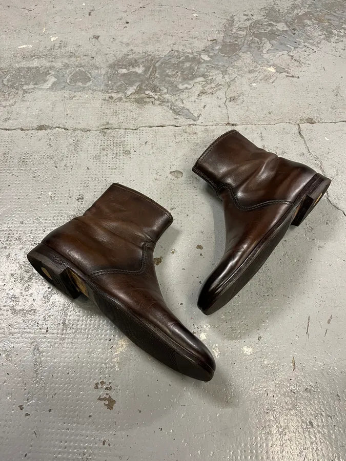 2000s Gucci Brown Leather Ankle Boots PhJIdAz 1