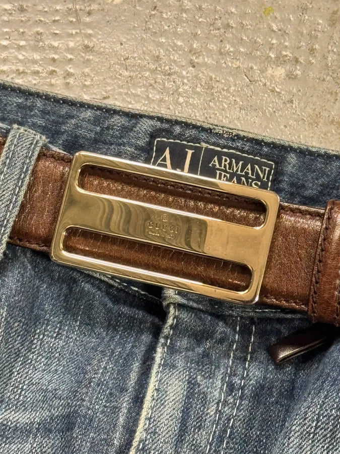 2000s Gucci Brown Leather Belt ckKMUfz 1