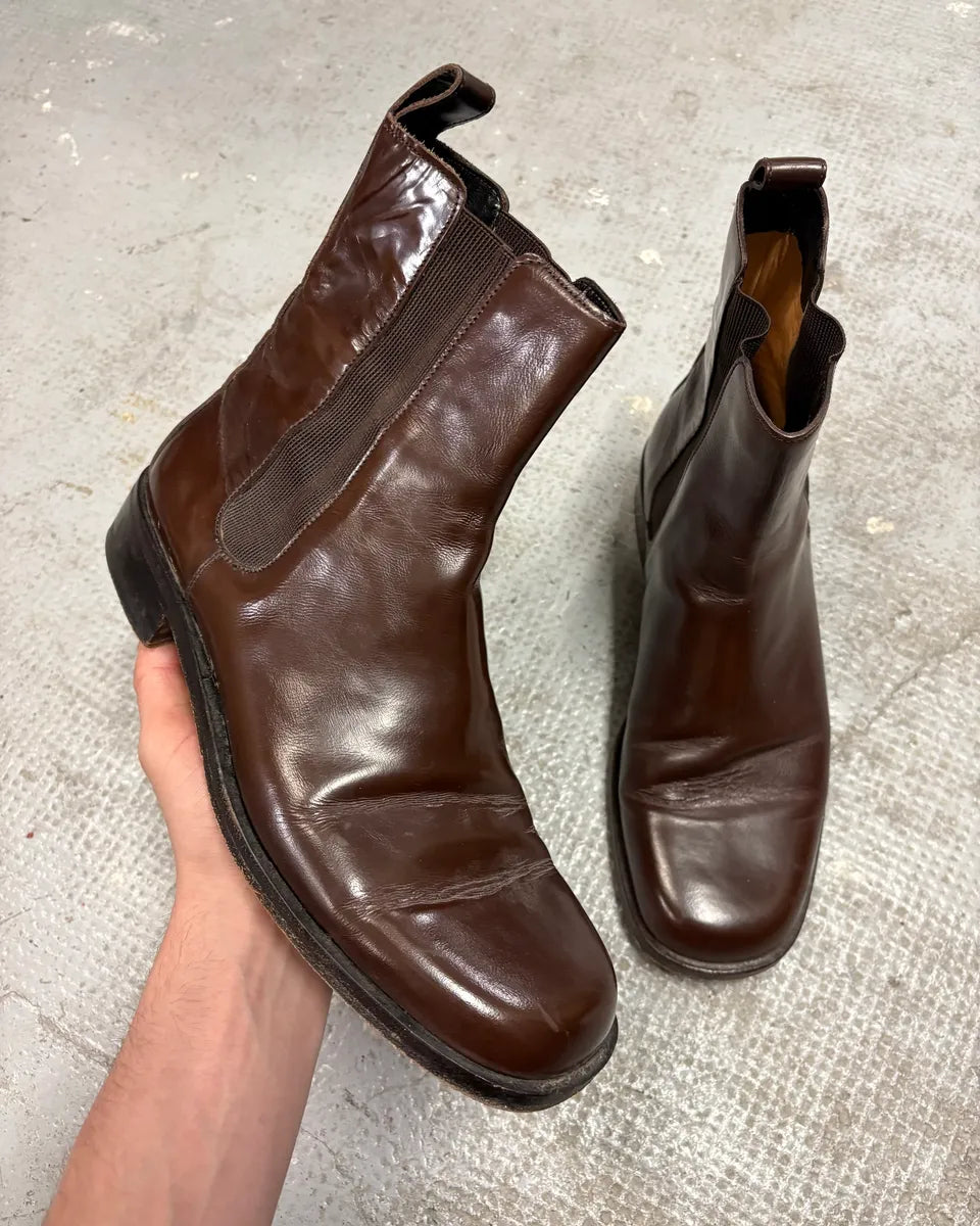 2000s Gucci Brown Leather Chelsea Boots lUvBJvz 0