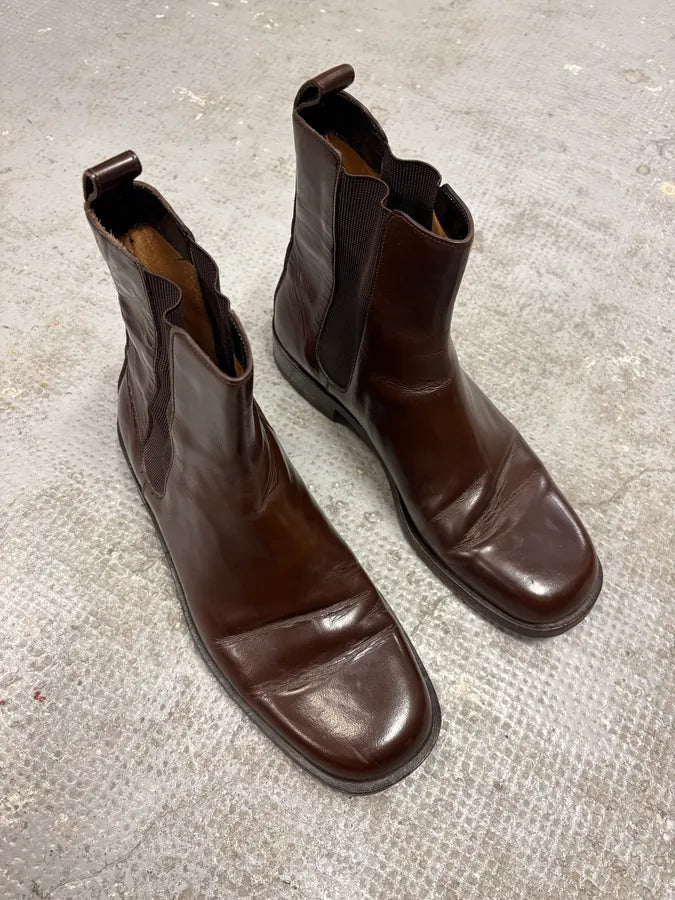 2000s Gucci Brown Leather Chelsea Boots (42eu/us8.5) sUTWUal 3