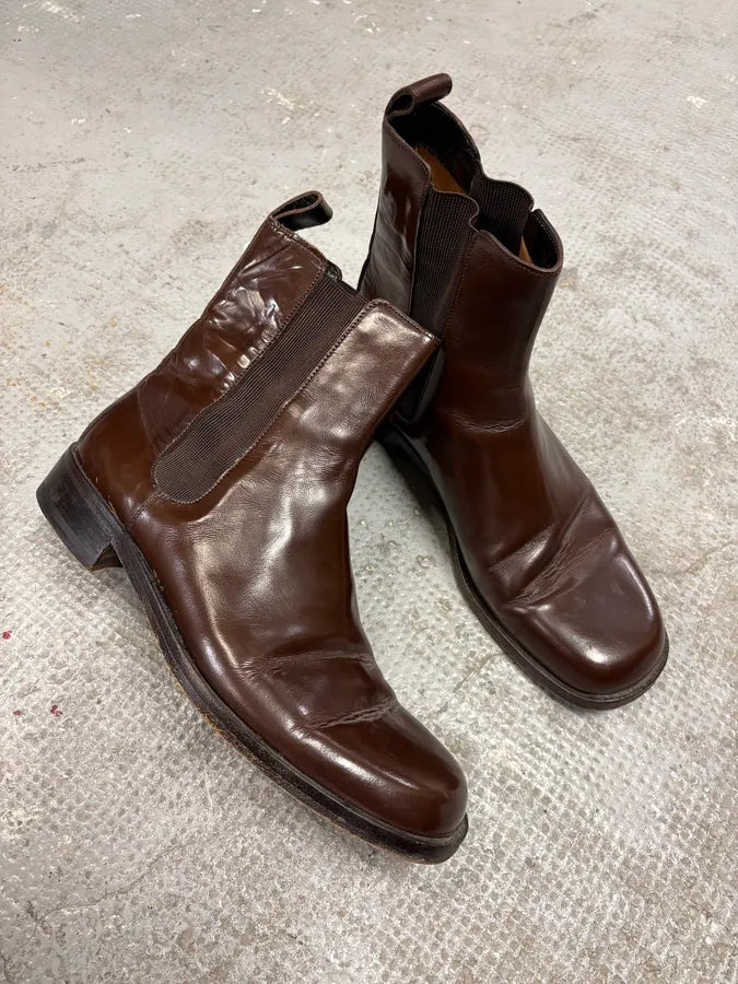 2000s Gucci Brown Leather Chelsea Boots (42eu/us8.5) sUTWUal 4