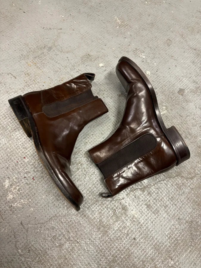 2000s Gucci Brown Leather Chelsea Boots (42eu/us8.5) sUTWUal 5