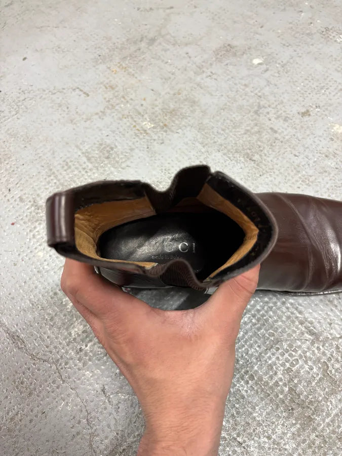 2000s Gucci Brown Leather Chelsea Boots lUvBJvz 10