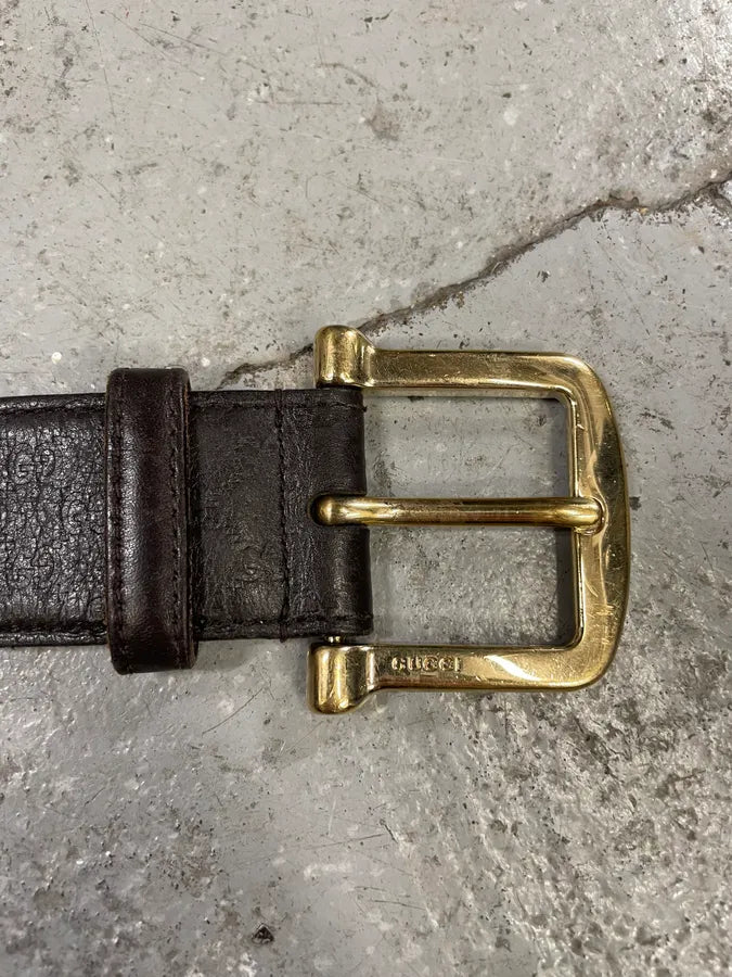 2000s Gucci Brown Leather G Belt (OS) WgxsgJT 5