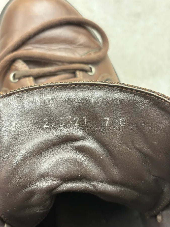 2000s Gucci Brown Leather Hybrid Combat Boots TZBNIzR 8