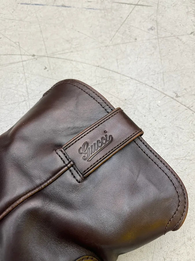 2000s Gucci Brown Leather Mid-Calf Boots rSOXqhq 3