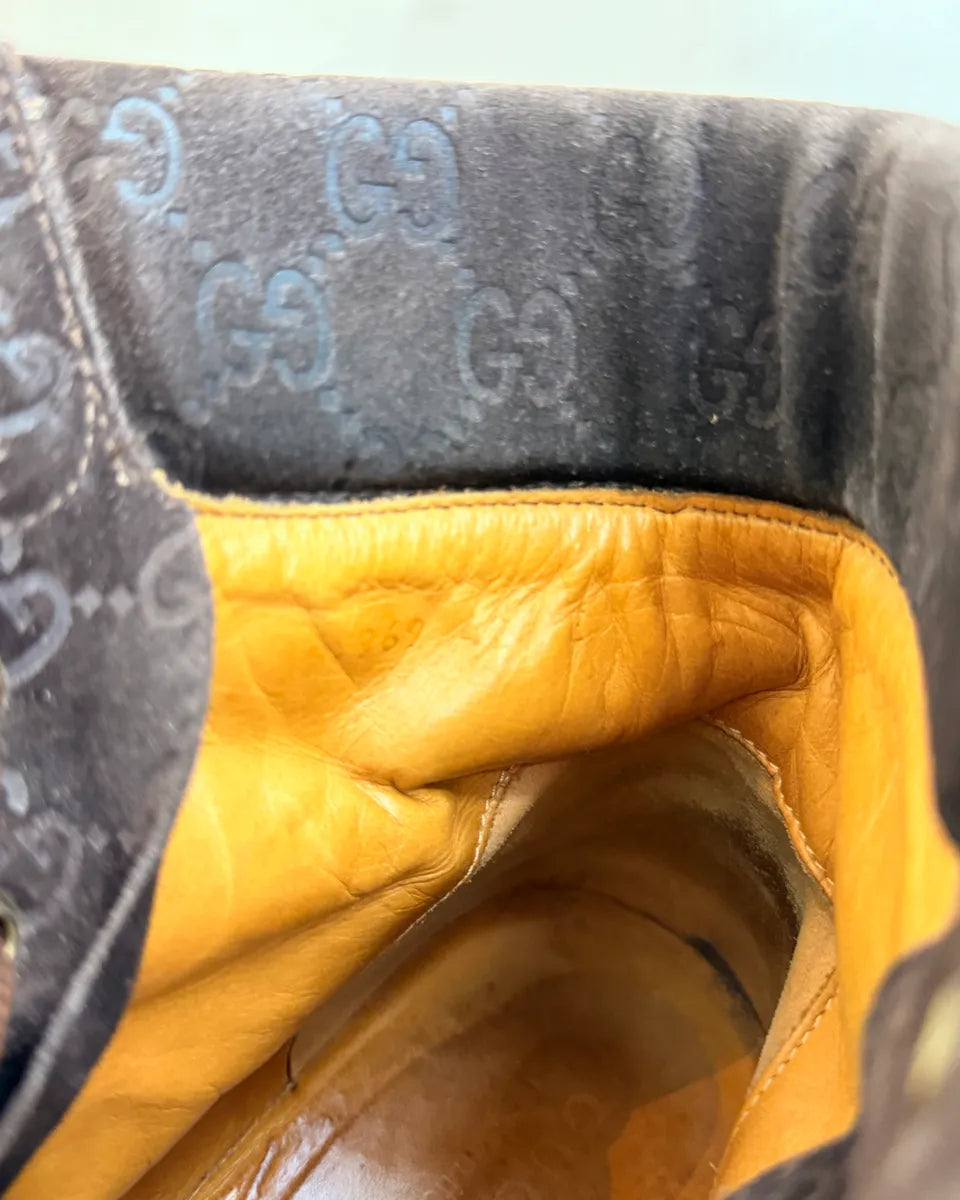 2000s Gucci Brown Leather Monogram Boots pyADVtT 10