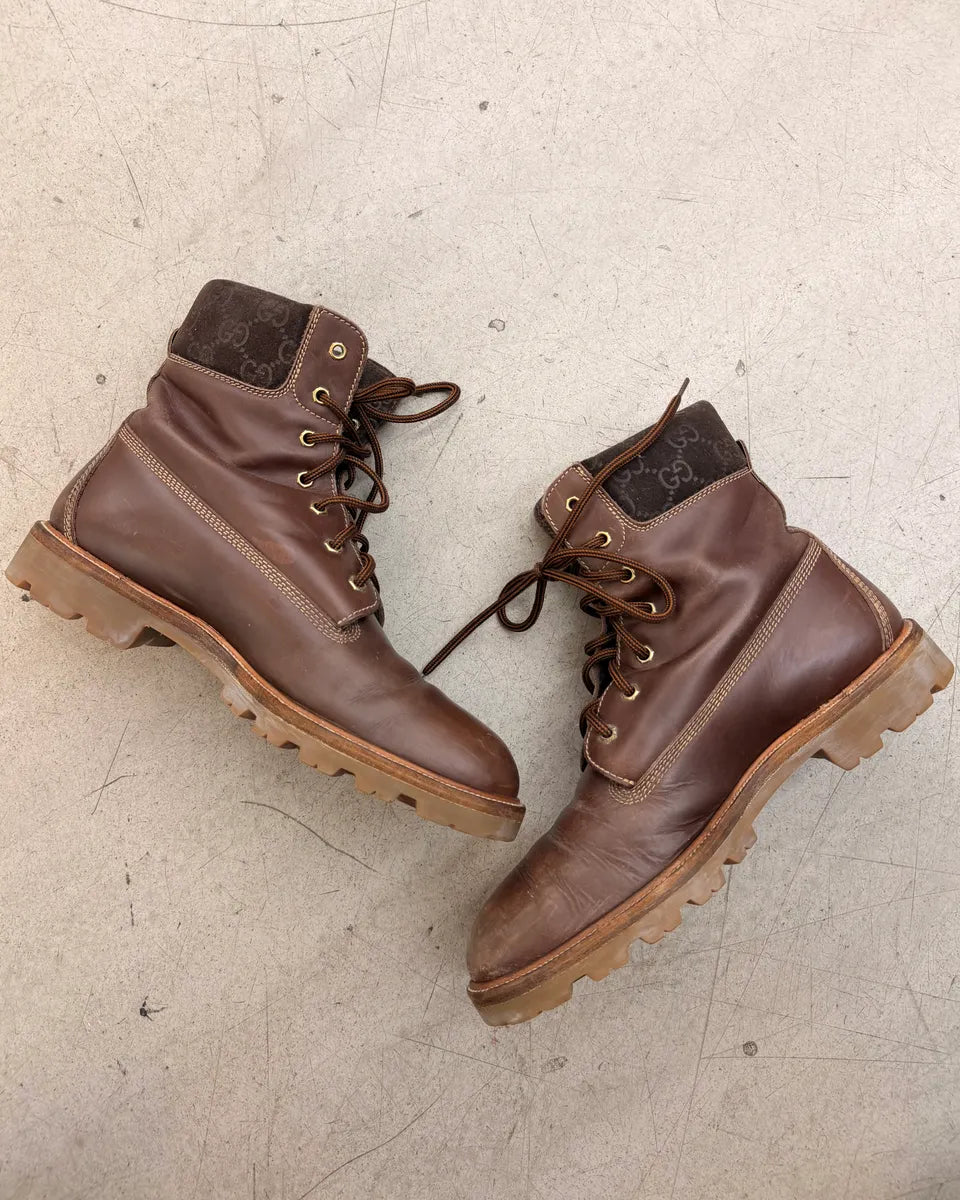 2000s Gucci Brown Leather Monogram Boots pyADVtT 3