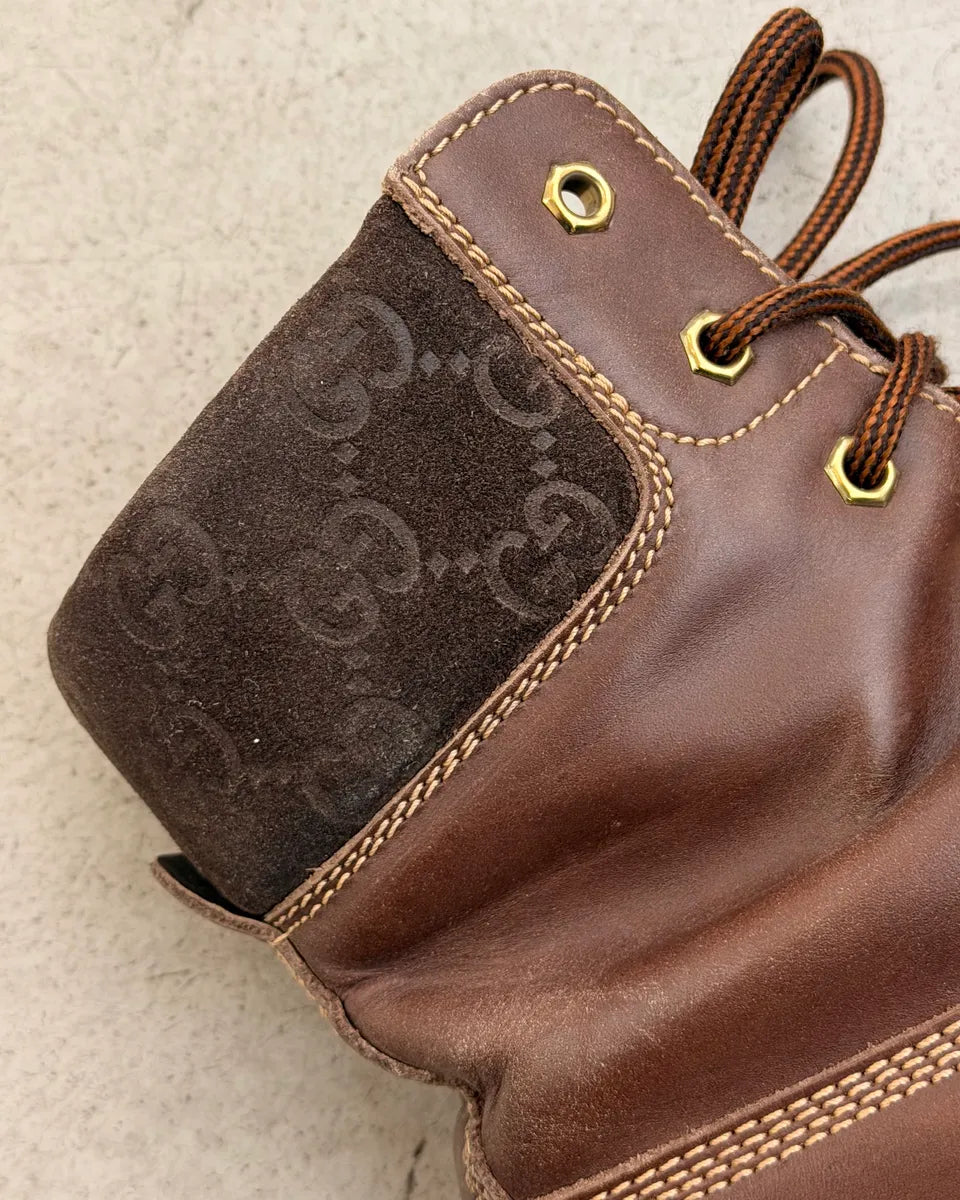 2000s Gucci Brown Leather Monogram Boots pyADVtT 4