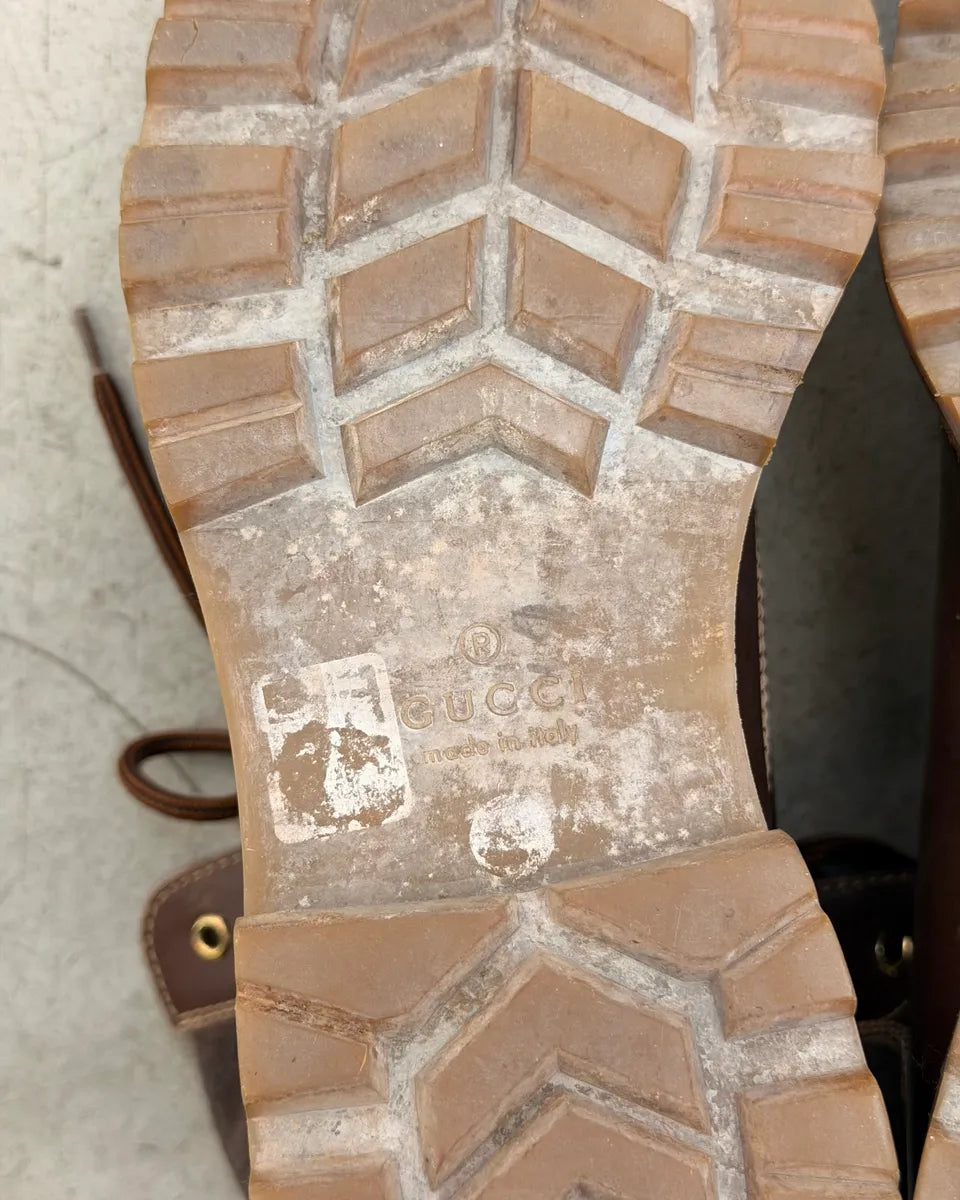 2000s Gucci Brown Leather Monogram Boots pyADVtT 8