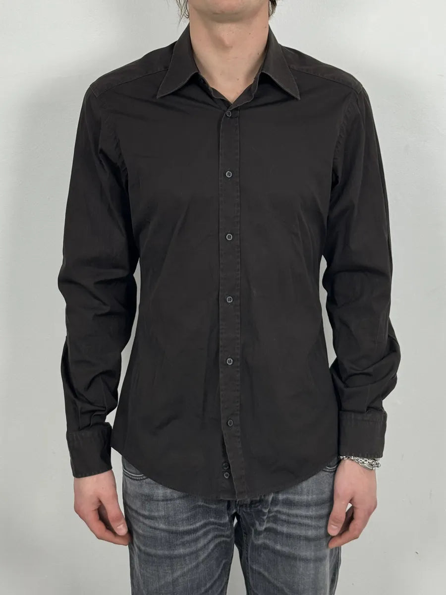 2000s Gucci Brown Minimalist Italian Shirt ZrsPvVo 1