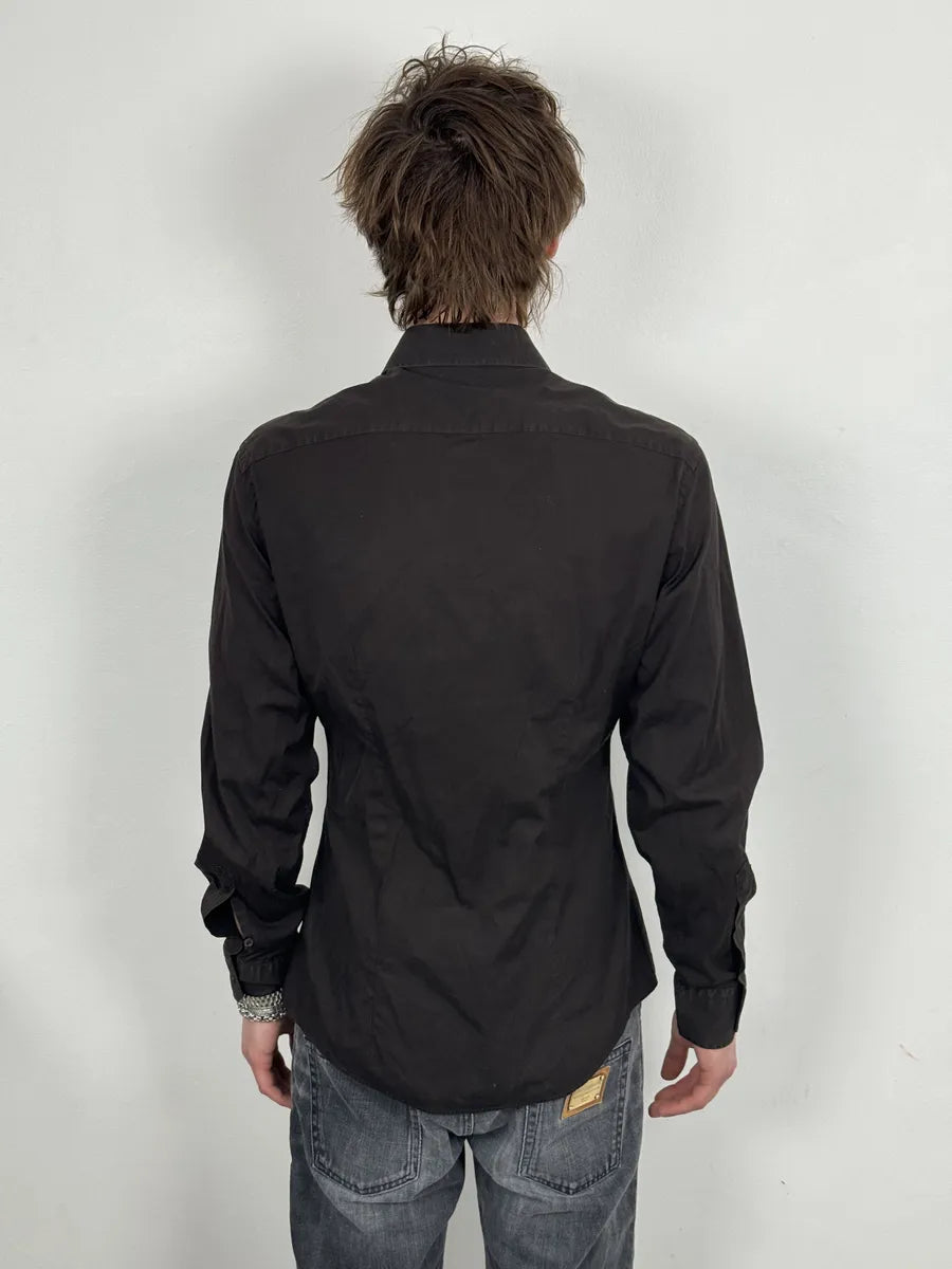 2000s Gucci Brown Minimalist Italian Shirt ZrsPvVo 2