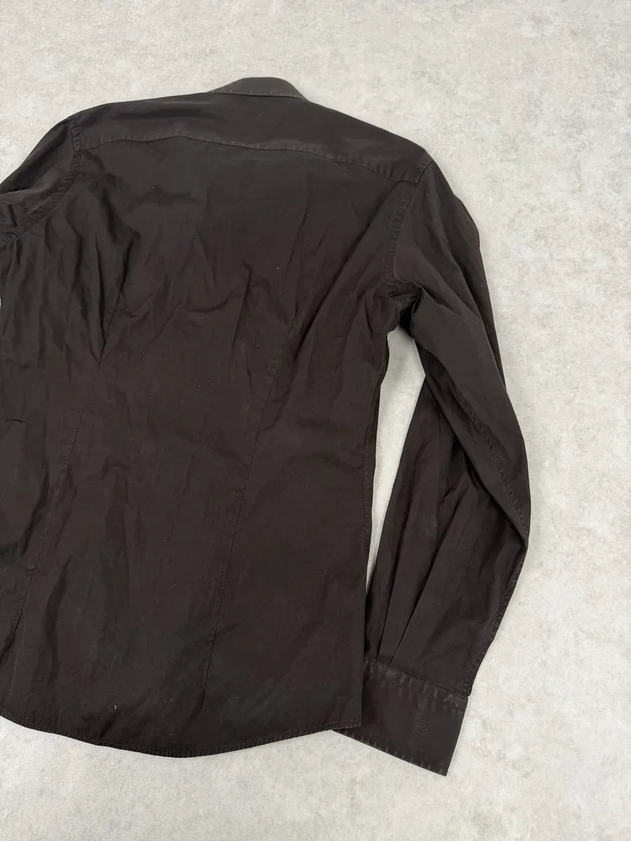 2000s Gucci Brown Minimalist Italian Shirt ZrsPvVo 3