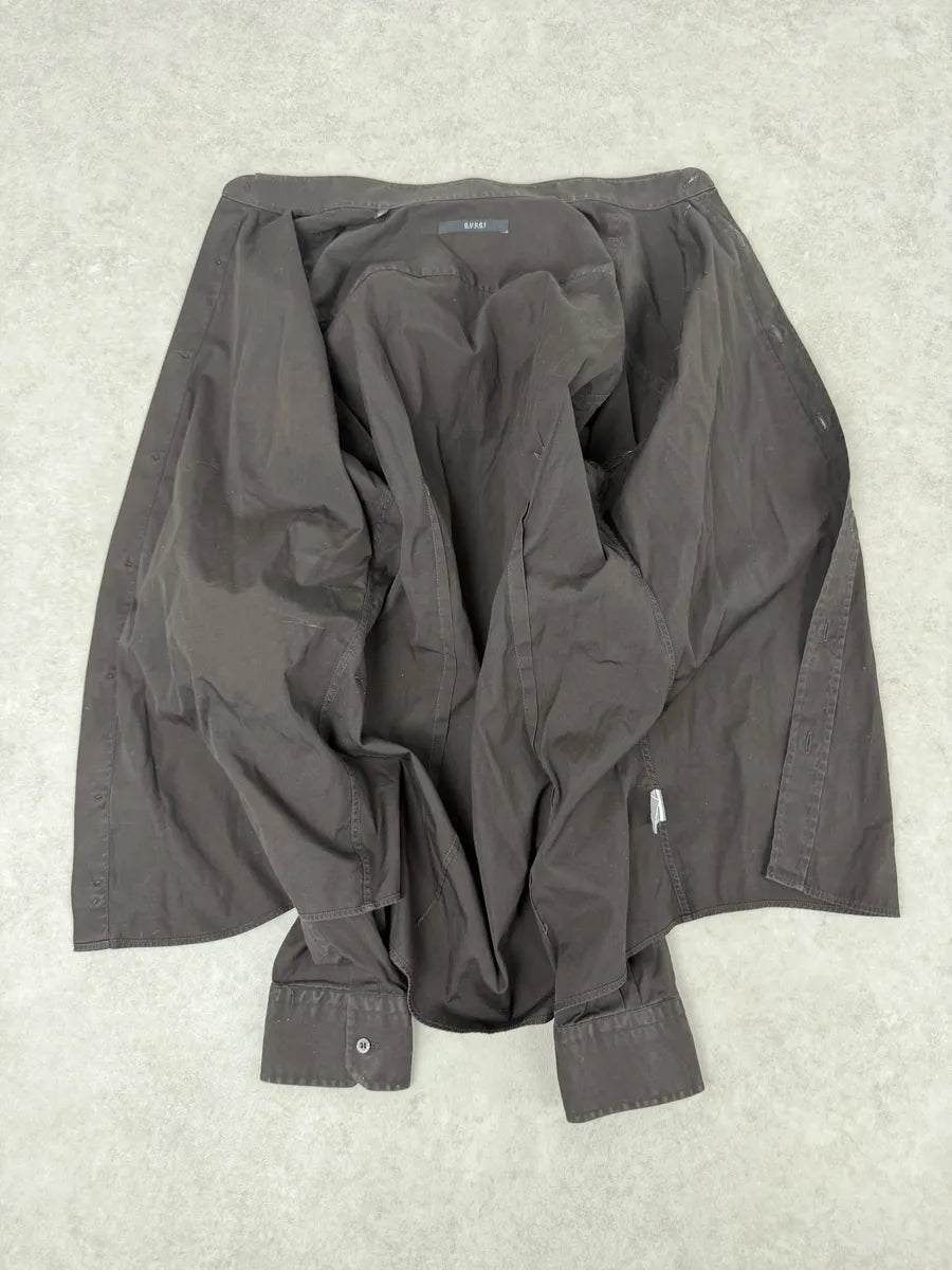 2000s Gucci Brown Minimalist Italian Shirt ZrsPvVo 8