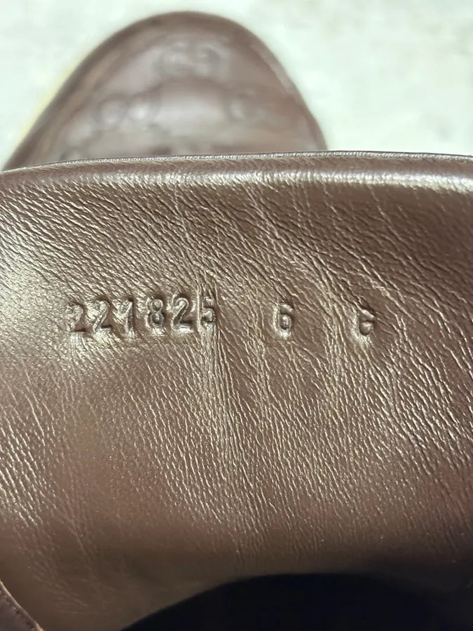 2000s Gucci Brown Monogram Italian Leather High Sneakers ytdzVBo 9