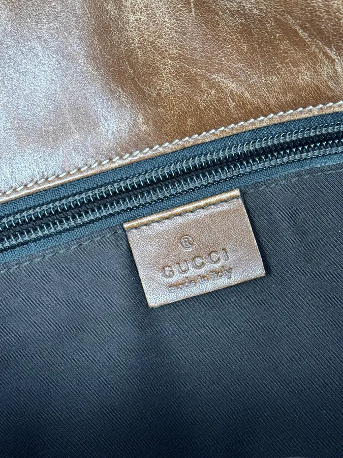 2000s Gucci Brown Monogrammed Leather Shoulder Bag CpkPwis 10
