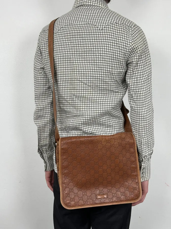 2000s Gucci Brown Monogrammed Leather Shoulder Bag CpkPwis 2