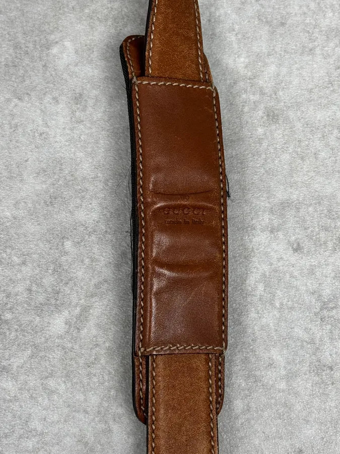 2000s Gucci Brown Monogrammed Leather Shoulder Bag CpkPwis 9
