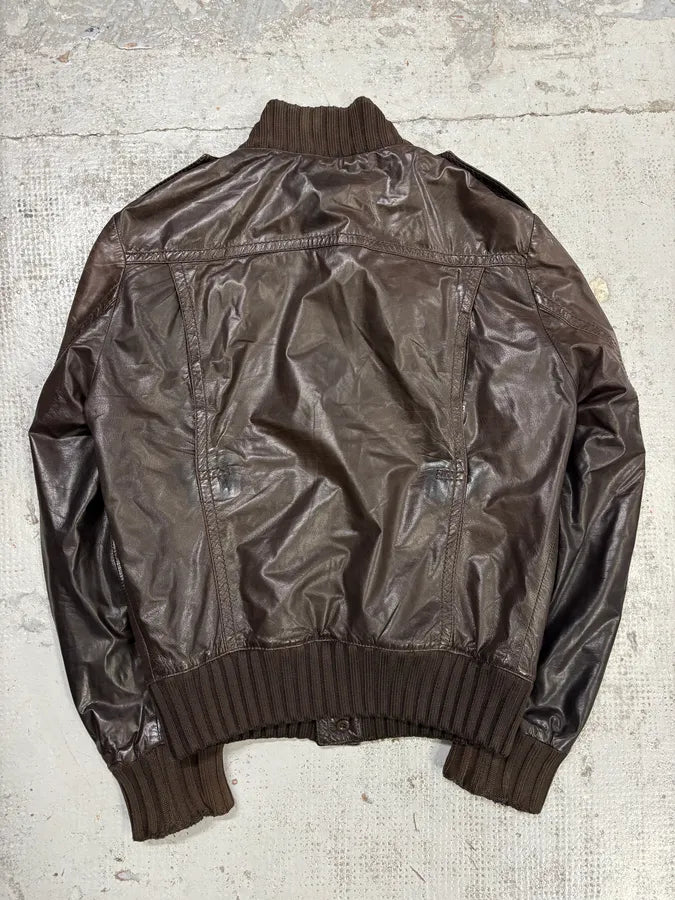 AW2009 Gucci Brown Madonna Buttoned Leather Jacket by Frida Giannini zzYkDjN 5