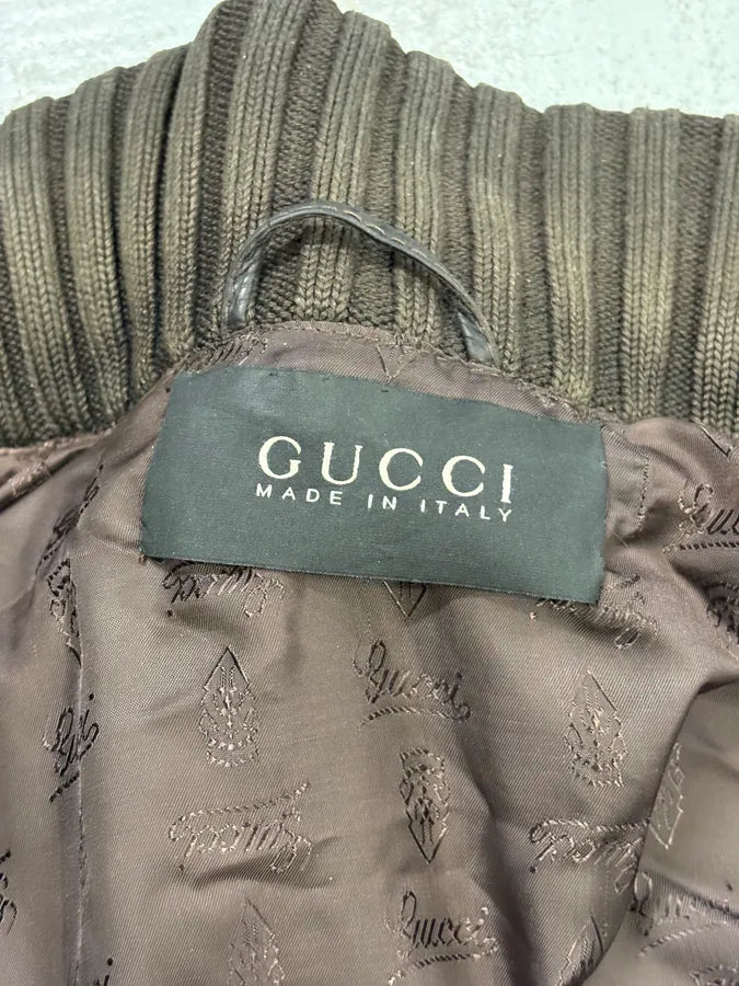 AW2009 Gucci Brown Madonna Buttoned Leather Jacket by Frida Giannini zzYkDjN 9