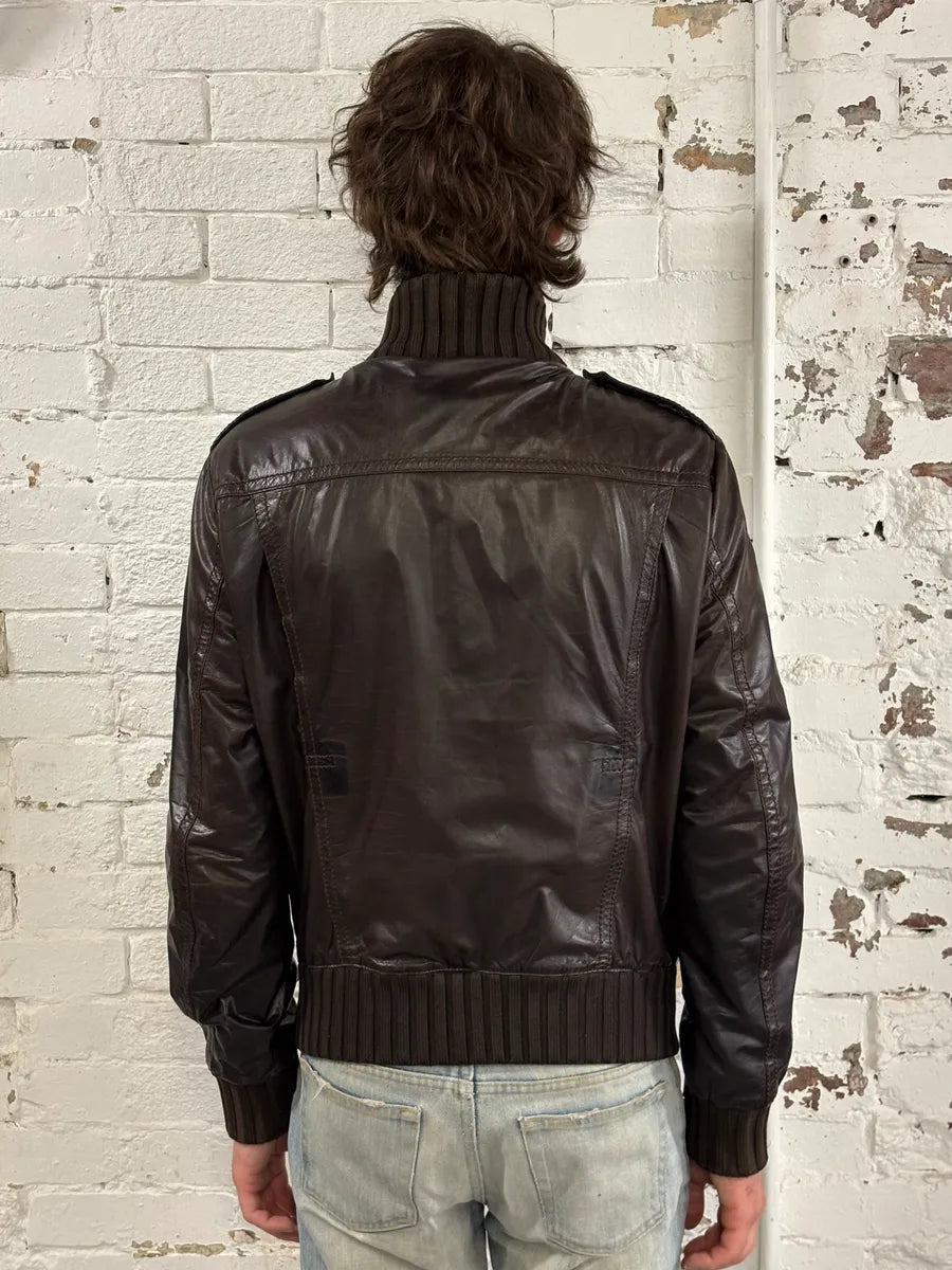 AW2009 Gucci Brown Madonna Buttoned Leather Jacket by Frida Giannini zzYkDjN 2
