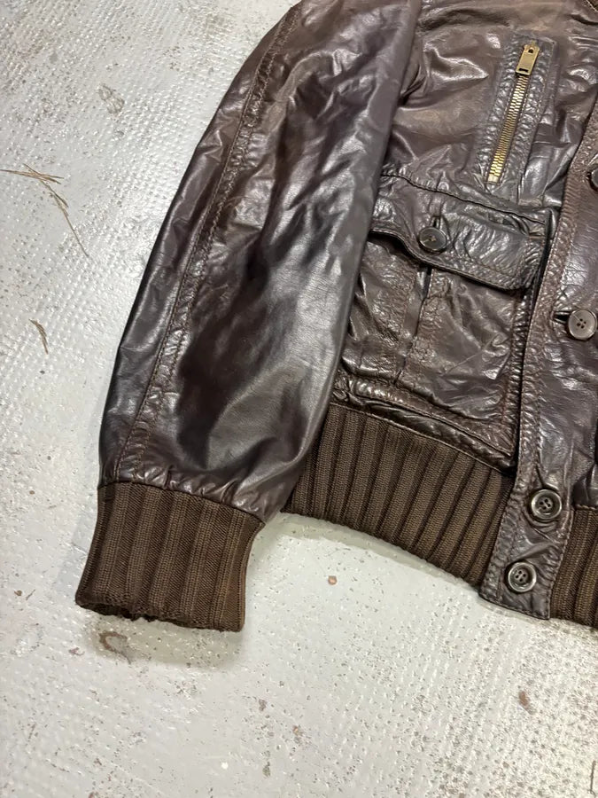 AW2009 Gucci Brown Madonna Buttoned Leather Jacket by Frida Giannini zzYkDjN 7