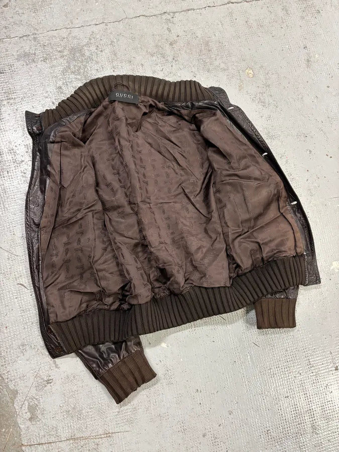 AW2009 Gucci Brown Madonna Buttoned Leather Jacket by Frida Giannini zzYkDjN 6