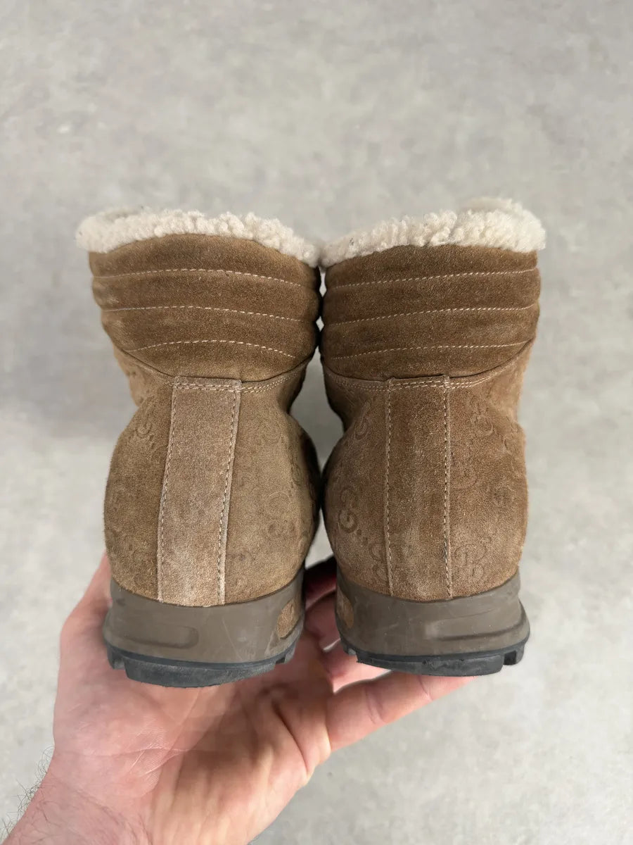 2000s Gucci Brown Nebraska Monogram Hiking Boots gpfbVXj 4