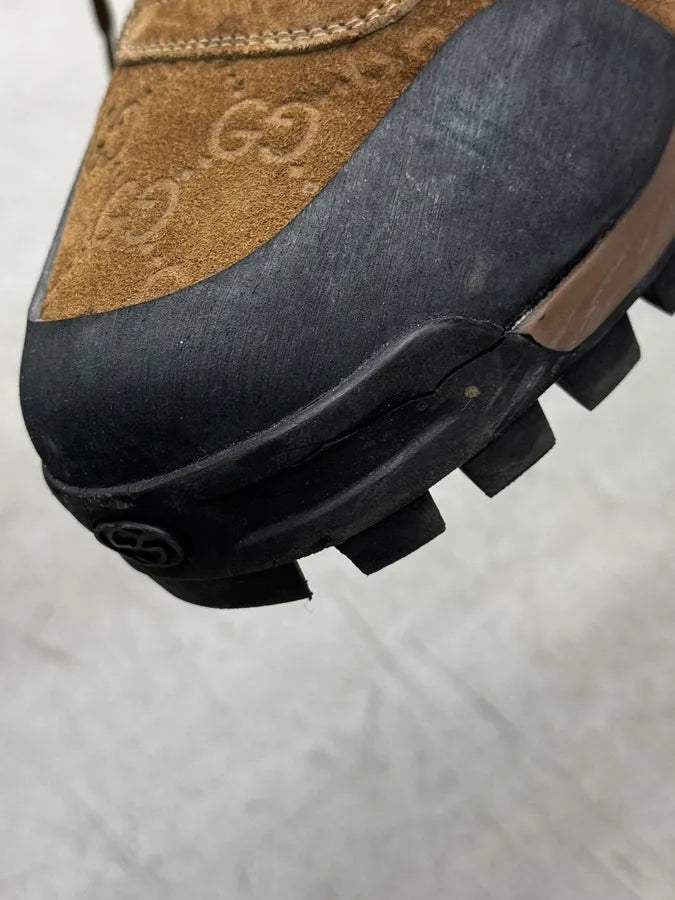 2000s Gucci Brown Nebraska Monogram Hiking Boots gpfbVXj 6