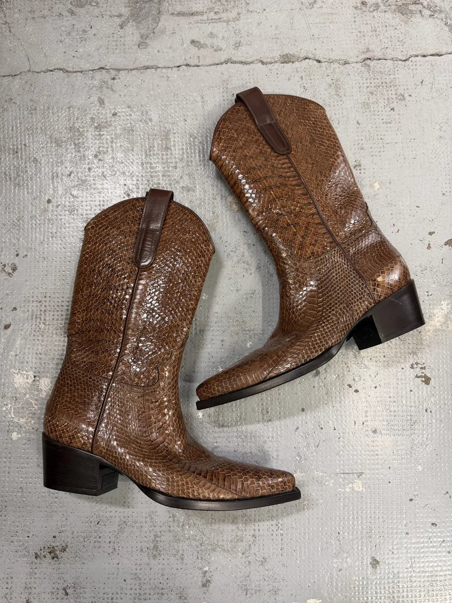 2000s Gucci Brown Python Leather Ankle Boots PYOwRcY 1