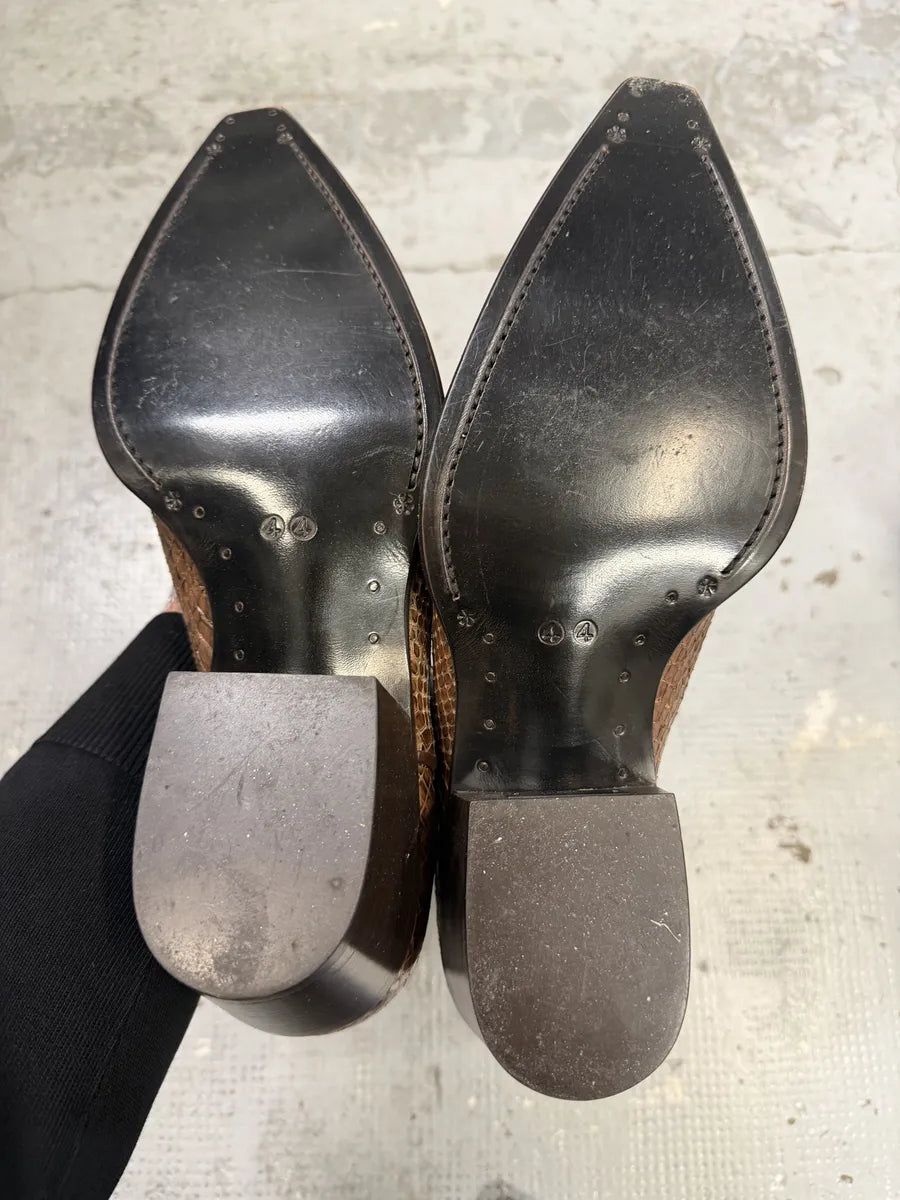 2000s Gucci Brown Python Leather Ankle Boots PYOwRcY 10