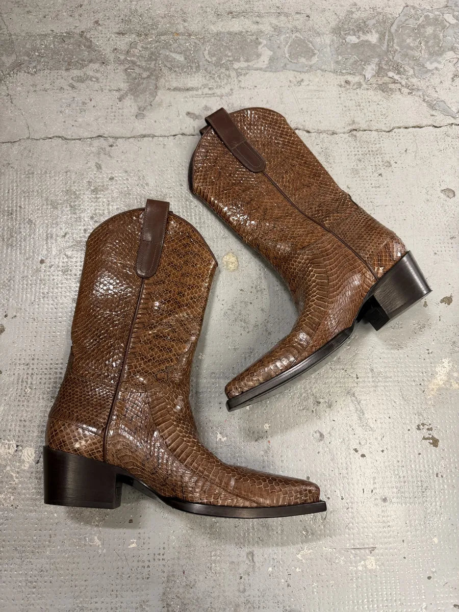 2000s Gucci Brown Python Leather Ankle Boots PYOwRcY 2