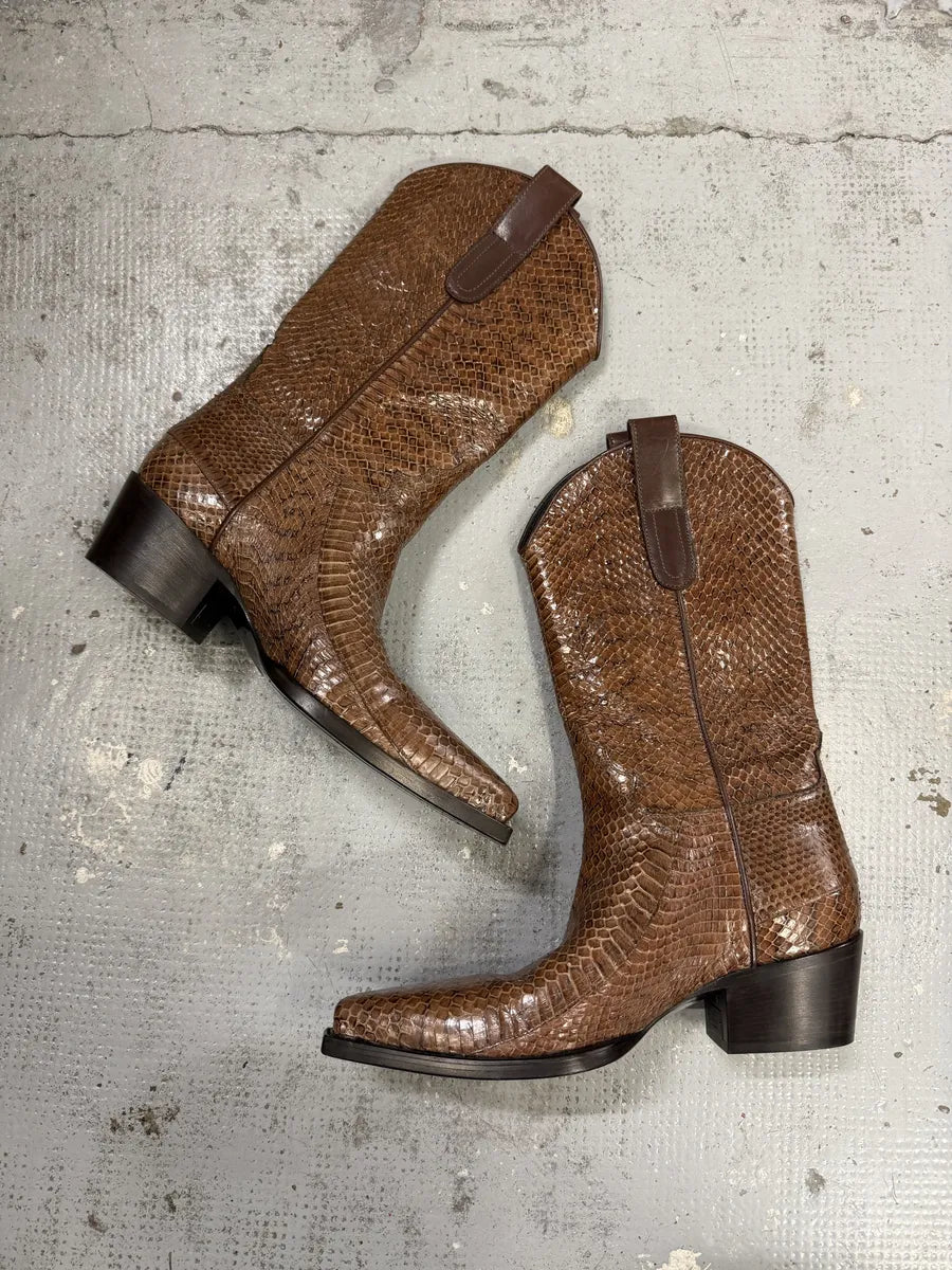 2000s Gucci Brown Python Leather Ankle Boots PYOwRcY 3
