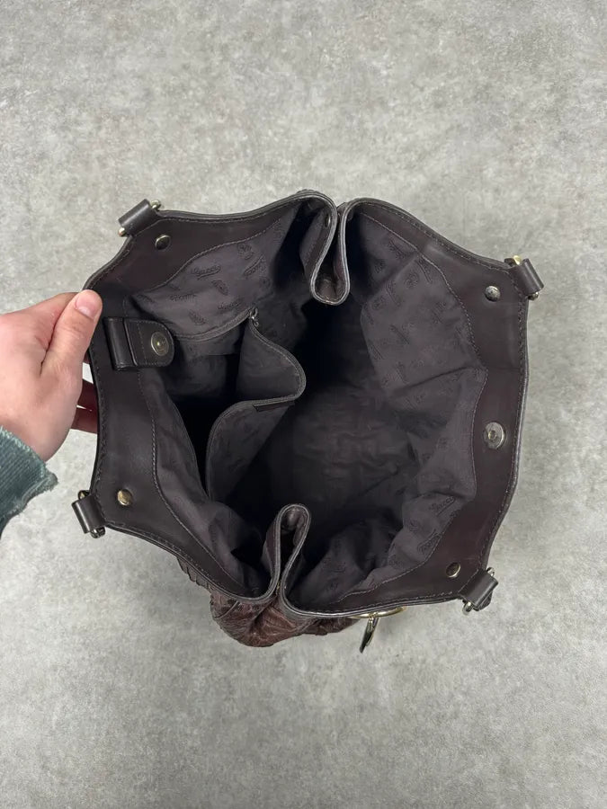 2000s Gucci Brown Python Leather Sukey Handle Bag EnDltYl 12