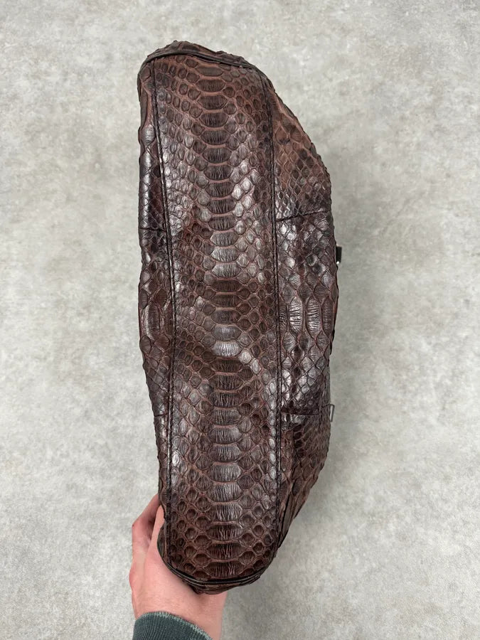 2000s Gucci Brown Python Leather Sukey Handle Bag EnDltYl 11