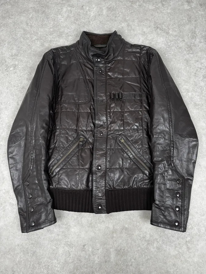 2000s Gucci Brown Quilted Leather Jacket bzLacaw 0
