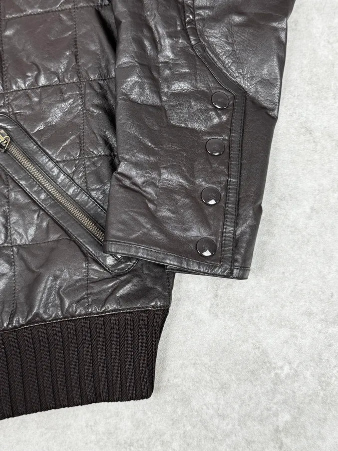 2000s Gucci Brown Quilted Leather Jacket bzLacaw 8