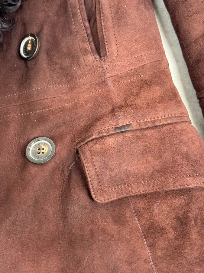 2000s Gucci Brown Shearling Leather Buttoned Jacket cRqyofQ 10