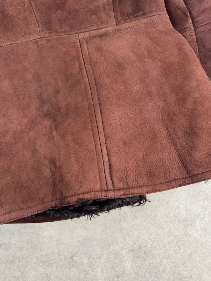 2000s Gucci Brown Shearling Leather Buttoned Jacket cRqyofQ 13