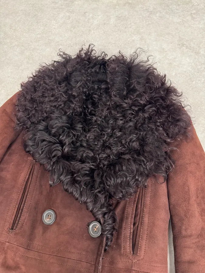 2000s Gucci Brown Shearling Leather Buttoned Jacket cRqyofQ 3