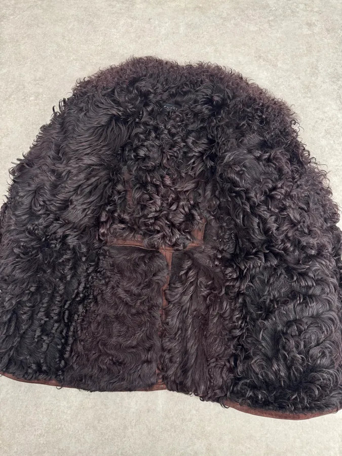 2000s Gucci Brown Shearling Leather Buttoned Jacket cRqyofQ 5