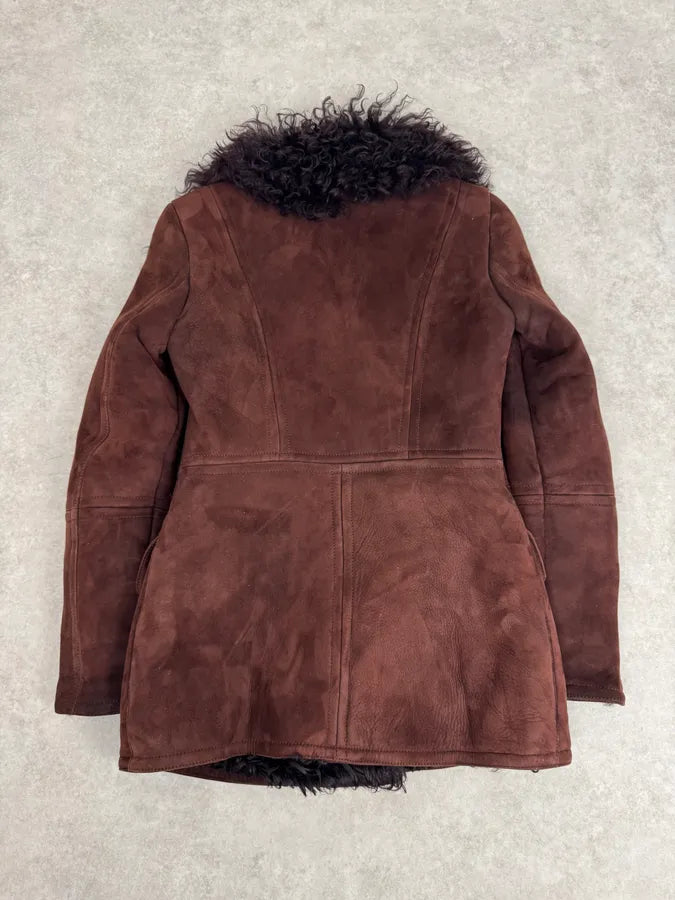 2000s Gucci Brown Shearling Leather Buttoned Jacket cRqyofQ 6