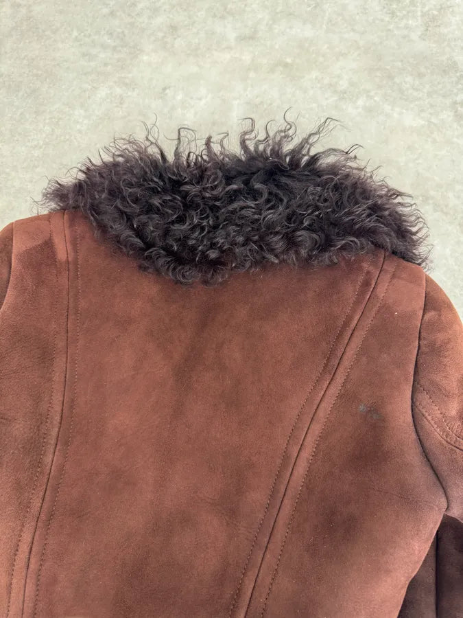 2000s Gucci Brown Shearling Leather Buttoned Jacket cRqyofQ 7