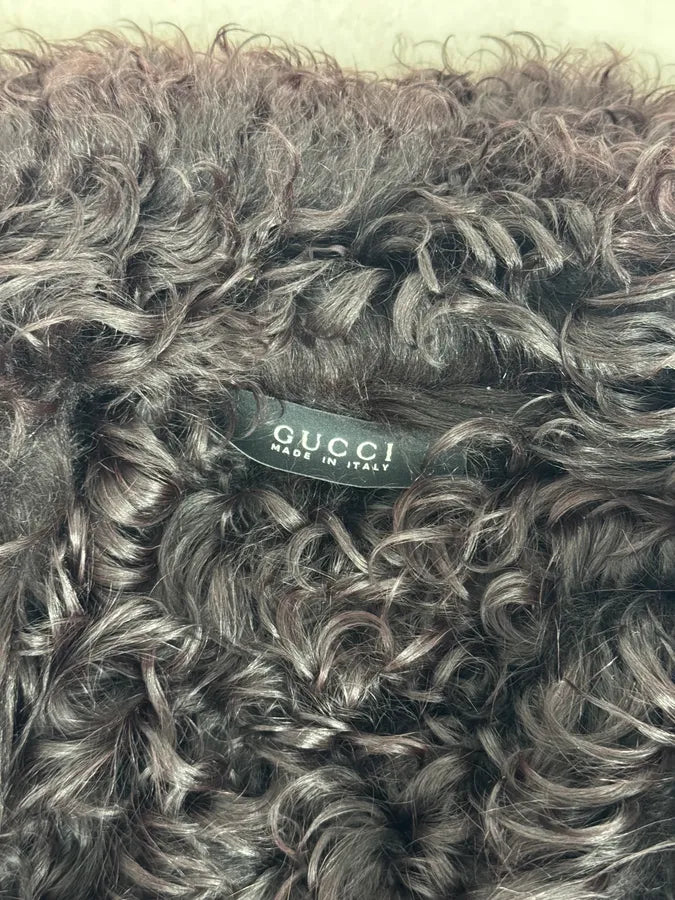 2000s Gucci Brown Shearling Leather Buttoned Jacket cRqyofQ 9