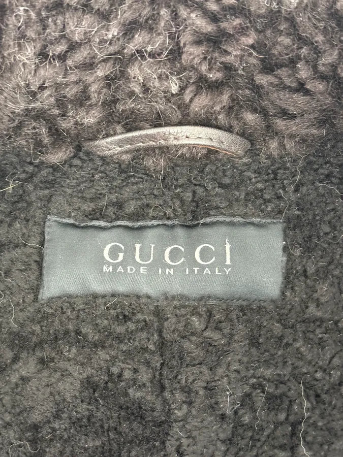 AW2012 Gucci Brown Shearling Leather Jacket by Frida Giannini gyNeCqf 11