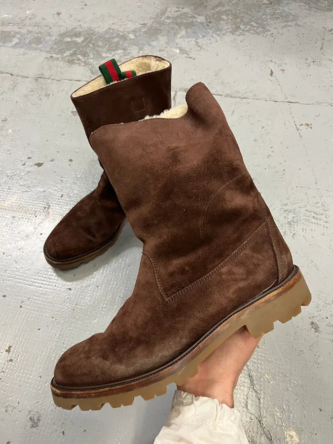 2000s Gucci Brown Snow Brown Suede Boots uzTsDtN 0