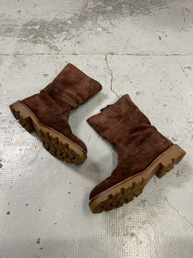 2000s Gucci Brown Snow Brown Suede Boots uzTsDtN 2