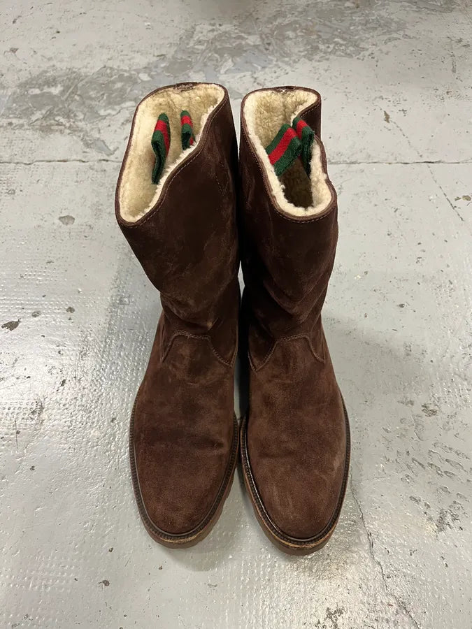 2000s Gucci Brown Snow Brown Suede Boots uzTsDtN 3